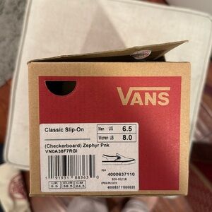 zephyr pink checkerboard classic slip on vans